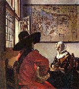 Johannes Vermeer Officer and a Laughing Girl, oil painting on canvas